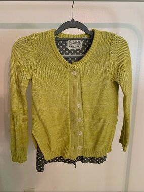 Petite Fleur Lime Green Button-Up Knit Cardigan